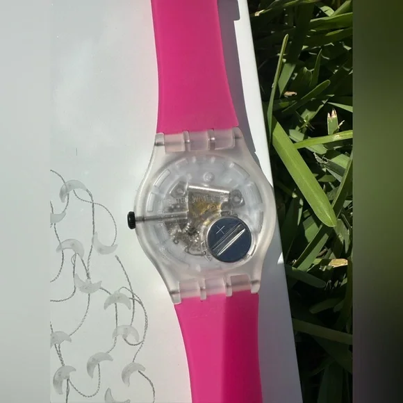 Swatch Pink Strap Clear Case Watch - Picture 4 of 4